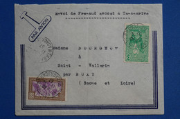 U21 MADAGASCAR  BELLE LETTRE 1937 PAR AVION TANANARIVE A  ST VALLERIN + AFFRANCHISSEMENT INTERESSANT A VOIR - Lettres & Documents