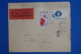 U21 MADAGASCAR  BELLE LETTRE  1948 PAR AVION TANANARIVE  A  RIBERAC FRANCE+ + AFFRANCH  INTERESSANT A VOIR - Briefe U. Dokumente