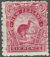 New Zealand. 1899-1903 Definitives. 6d Red MH. P11. No W/M. SG 265 - Neufs