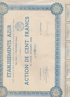 ACTION TITRE AZUR DE CENT FRANCS N° 53 SIEGE VILLETANEUSE (Seine Saint Denis) - A - C