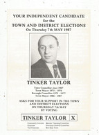 Publicité Politique , West Norfolk District Concil ,1987 ,Angleterre , TINKER TAYLOR , 2 Scans , Frais Fr 1.75 E - Publicités