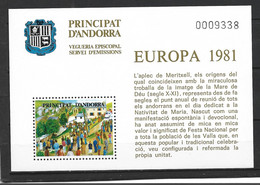 ANDORRA VEGUERIA EPISCOPAL ENTIDAD QUE YA NO EXISTE 1 HOJITA RECUERDO EUROPA 1981 S. M. DE PRIMER DIA  (4-c.09.14) - Bischöfliche Viguerie