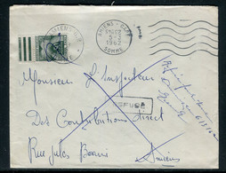 France - Taxe De Amiens Sur Enveloppe De Amiens Et Refusé En 1962 - Ref J 12 - 1859-1959 Cartas & Documentos