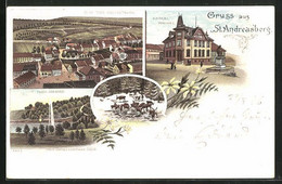 Lithographie St. Andreasberg, Blick Vom Glockenberge, Wildfütterung, Teich-Anlagen - St. Andreasberg