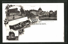 Lithographie Oeynhausen, Kurhaus, Soolbad, Wandelbahn - Bad Oeynhausen
