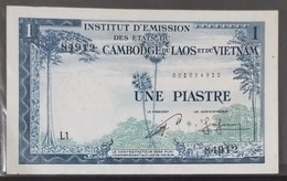 French Indochine Indochina Vietnam Viet Nam Laos Cambodia 1 Piastre UNC Banknote 1954 - Pick # 94 / 02 Photos - Indochine