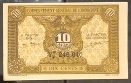 French Indochine Indochina Vietnam Viet Nam Laos Cambodia 10 Cents UNC Banknote Note Billet 1942 - Pick # 89a / 2 Photos - Indochina