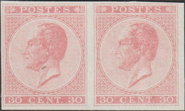 Belgique 1865 COB / Y&T 19. 30 C Léopold Ier De Profil, Paire, Essais De Couleurs. Superbe - Ensayos & Reimpresiones