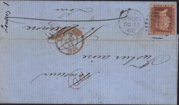 YT 14 One Penny Rouge Carminé London 13 10 60 Tarif Imprimé Pour France + PD Rouge Texte Tarif Soie Registered - Storia Postale