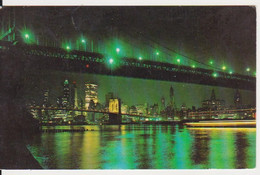 NEW YORK CITY SKYLINE MANHATTAN AND BROOKLYN BRIDGES UNITED STATES POSTCARD USED - Brooklyn