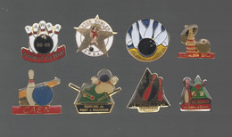 PINS PIN'S BOWLING 744 TAWBA CAEN PONT A MOUSSON LE HAVRE SABLES OLOGNE EUSKALDUR REGENCY   LOT 8 PINS - Bowling