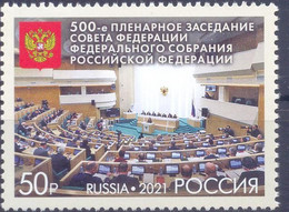 2021. Russia, 500th Plenary Session Of The Federation Council Of The Federal Assembly Of Russia, 1v, Mint/** - Ongebruikt