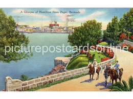 A GLIMPSE OF HAMILTON FROM PAGET OLD COLOUR POSTCARD BERMUDA  ANTILLES - Bermuda