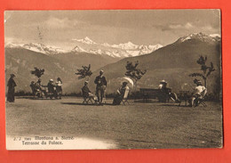 ZOU-09 RARE Montana-Crans Terrasse Du Palace, Touristes. Val D'Anniviers. Circulé 1912.  Ruedi Et Jullien 7361 - Anniviers