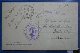 U22   MAROC BELLE CARTE  RARE FM 1938   TORPILLEUR BASQUE RARE MARINE FRANCAISE + AFFR. INTERESSANT - Storia Postale