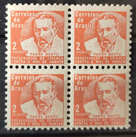 C 559 Brazil Stamp Campaign Against Leprosy Leprosy Father Benedict Religion Health H12 1966 Block Of 4 - Other & Unclassified