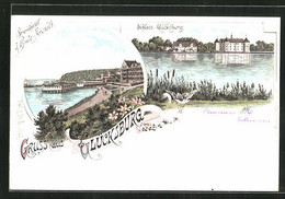 Lithographie Glücksburg, Strandhote, Badeanstalt Und Schloss Glücksburg - Glücksburg