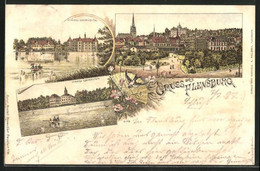 Lithographie Flensburg, Schloss Gravenstein, Schloss Glücksburg - Gluecksburg