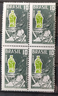 C 590 Brazil Stamp 150 Years Search Underwater Diving Suit Diving 1968 Block Of 4 Variedade Picote Deslocado - Other & Unclassified