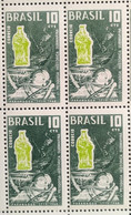 C 590 Brazil Stamp 150 Years Search Underwater Diving Suit Diving 1968 Block Of 4 - Otros & Sin Clasificación