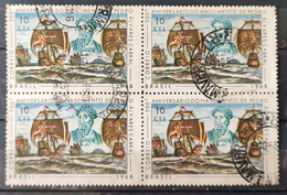 C 595 Brazil Stamp 500 Years Cabral Ship Caravel 1968 Block Of 4 Circulated 1 - Otros & Sin Clasificación