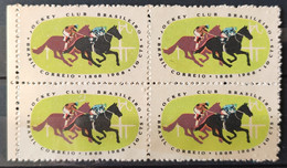 C 600 Brazil Stamp Centenary Of The Jockey Club Horse Riding 1968 Block Of 4 - Other & Unclassified