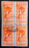 C 605 Brazil Stamp Chilean President Eduardo Frei Map 1968 Block Of 4 CPD Guanabara - Andere & Zonder Classificatie