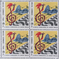C 609 Brazil Stamp International Cancao Music Festival 1968 Block Of 4 - Andere & Zonder Classificatie