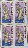 C 629 Brazil Stamp Day Sao Gabriel Patron Of Communications Religion 1969 Block Of 4 - Other & Unclassified