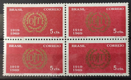 C 636 Brazil Stamp 50 Years Of The International Labor Organization ILO Economy 1969 Block Of 4 - Other & Unclassified