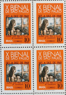 C 638 Brazil Stamp Sao Paulo Biennial Art Di Cavalcanti 1969 Block Of 4 - Other & Unclassified