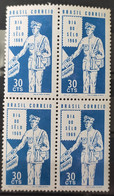 C 641 Brazil Stamp Day Brazil Stamp Postman Servico Postal 1969 Block Of 4 - Other & Unclassified