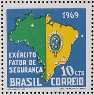 C 644 Brazil Stamp Brazilian Army Military Map Brasao 1969 - Andere & Zonder Classificatie