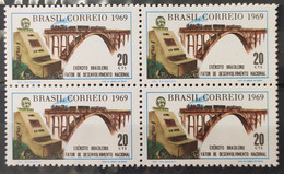 C 645 Brazil Stamp Brazilian Army Military Railroad Bridge Train 1969 Block Of 4 - Other & Unclassified