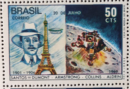 C 651 Brazil Stamp Man On The Moon Santos Dumont Balao France Eiffel Tower Space 1969 - Altri & Non Classificati