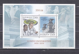 Sweden 2016 The 360th Anniversary Of Lund University Stamp MS/Block MNH - Ungebraucht