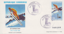 Enveloppe  FDC  1er  Jour   GABON    Jeux   Olympiques   LAKE  PLACID    1980 - Winter 1980: Lake Placid