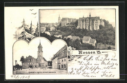AK Nossen I.S., Schloss, Kirche Und Hotel Stadt Dresden - Nossen