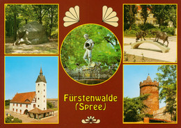 AK Fürstenwalde Spree Rauenscher Stein Tierplastik Böttcherjunge Auf Dem Grassnik Brunnen Rathaus Bullenturm - Fuerstenwalde
