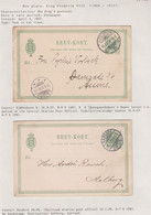 1907. DANMARK. BREVKORT 5 ØRE Frederik VIII 2 Nice Cards Including Rail Road Cancel R... () - JF421180 - Storia Postale