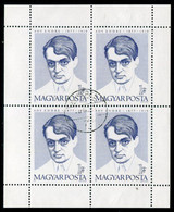 HUNGARY 1977 Ady Centenary Sheetlet Used.  Michel 3242 Kb - Oblitérés