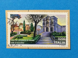 1991 ITALIA FRANCOBOLLO USATO ITALY STAMP USED PATRIMONIO ARTE CENTRO STORICO ROMA SAN GREGORIO 3200 LIRE - 1991-00: Afgestempeld