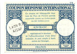 Coupon-réponse France Type Lo 17 0,70 Franc - Griffe Laon - IRC CRI IAS - Coupons-réponse