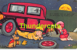 CPA ILLUSTRATEUR ENFANT MARGRET BORISS ARTIST SIGNED CHILDREN PANNE ACCIDENT VOITURE CAR AUTO - Boriss, Margret