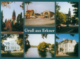 AK Erkner Genezareth Kirche Bahnhof Fürstenwalder Straße Hauptmann Museum Flakenfließ Gemeindeverwaltung Bibliothek - Erkner