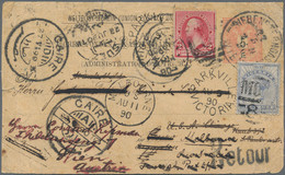 Victoria: 1890, INCOMING & FORWARDED PRE-UPU MAIL: Austria, 5 Kr Rose And Black Postal Stationery Ca - Lettres & Documents