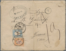 Kap Verde: 1885, DISINFECTED MAIL, Unpaid Cover From An Italian Sender Quarantined At Cap Verde Addr - Cape Verde