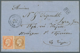 Französische Post In Der Levante: 1862, 2 Briefe Aus Mersina (Türkei): Faltbrief Aus Mersina 25. Jun - Autres & Non Classés