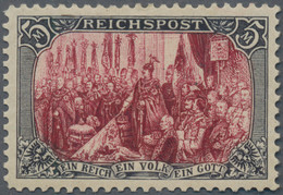 Deutsches Reich - Germania: 1900, 5 M Schwarz/lilarot, LINIENZÄHNUNG 11½, Sogenannte VORTYPE (Rahmen - Neufs