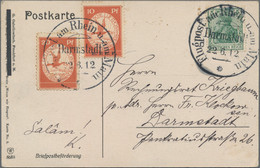 Deutsches Reich - Germania: 1912, Flugpost Rhein/Main, Zwei Karten Mit E.EL.P.: 10 Pfg. Zusammen Mit - Lettres & Documents